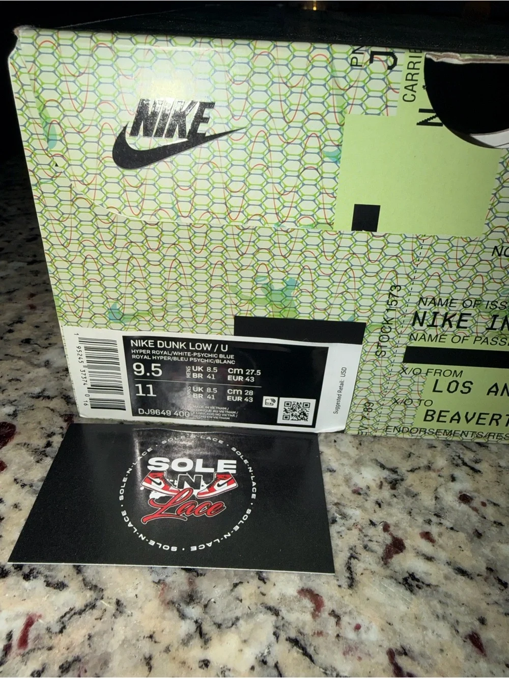 Nike size dunk